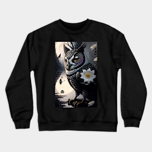 Black Rosette Owl Crewneck Sweatshirt